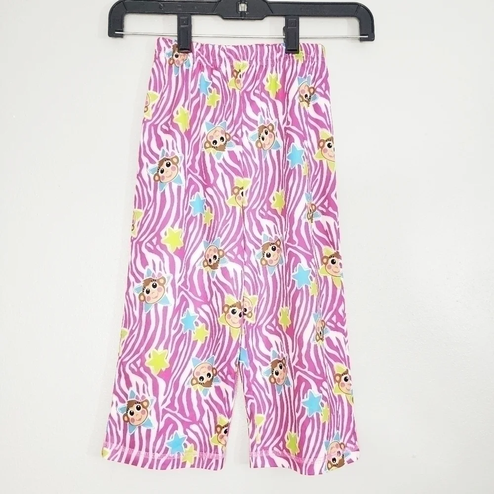 Candlesticks Purple Monkey Zebra Print Wide Leg Lounge Pajama Pants Small